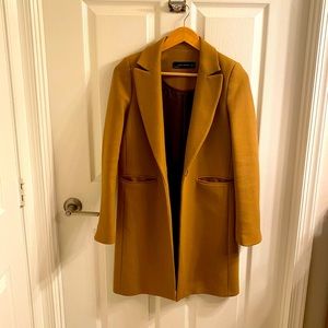 Zara Women Camel Coat Wool Blend XS